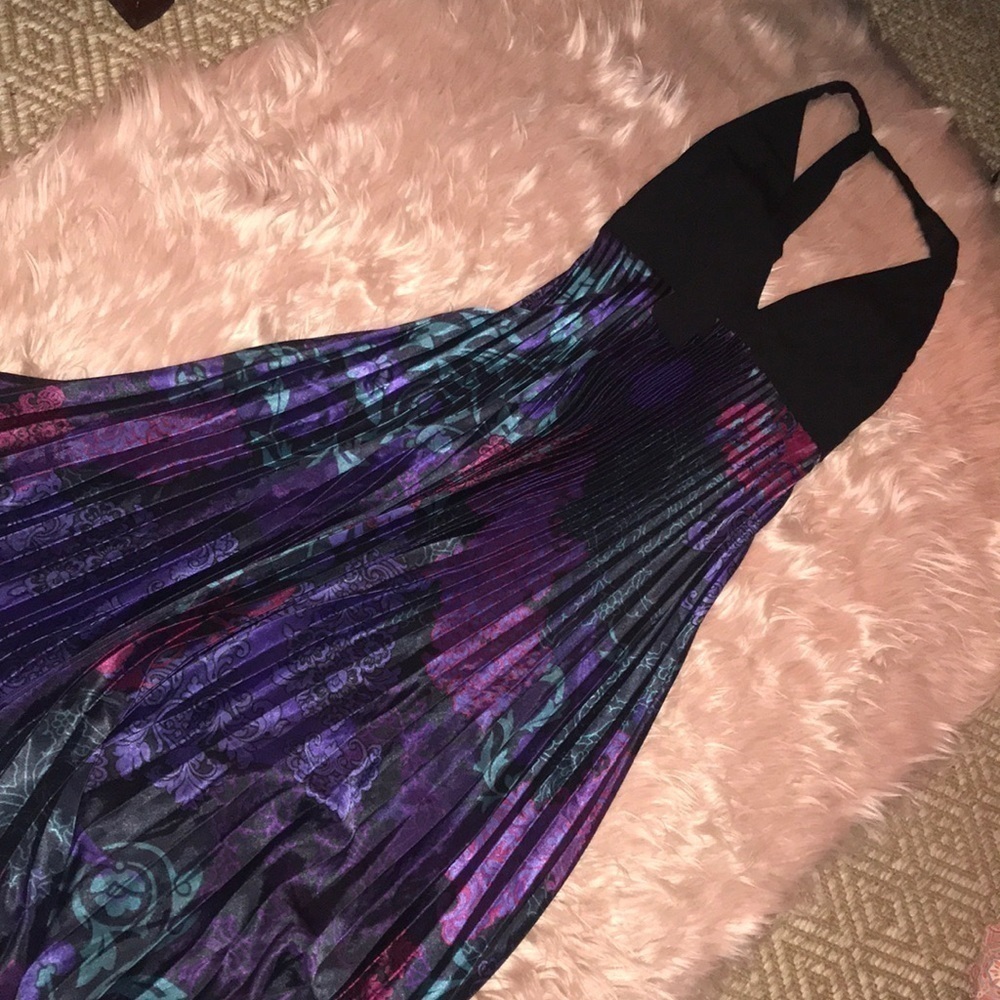 Betsy and Adam Halter A-line pleated maxi dress